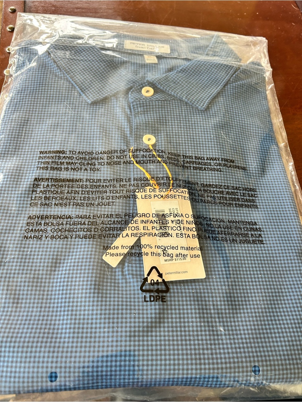 Peter Millar Blue Micro-Check Button-Down Shirt MSRP $115 Price is firm.
